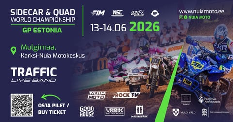 1-päeva pilet 13.06.26 / Külgkorvide motokrossi ja quadide maailmameistrivõistluste etapp Karksi-Nuia Motokeskuses