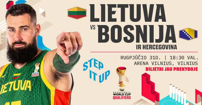 Lietuvos vyrų krepšinio rinktinė Vilniuje priims Bosnijos ir Hercegovinos rinktinę