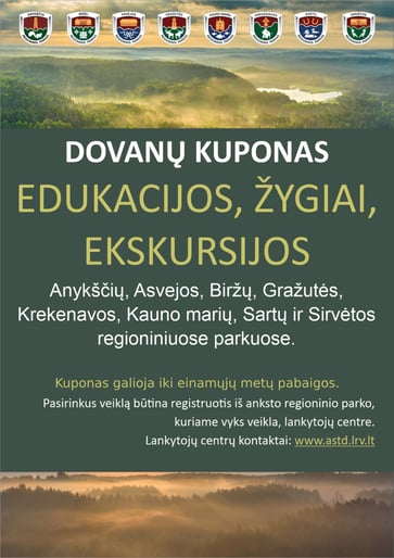 Dovanų kuponas - edukacijos, žygiai, ekskursijos