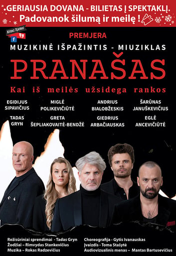 Muzikinė išpažintis - spektaklis, miuziklas ''Pranašas. Kai iš meilės užsidega rankos'' | Skuodas