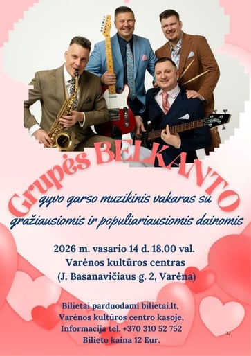 Grupės Belkanto gyvo garso muzikinis vakaras | Varėna