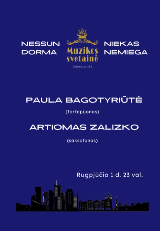 DŽIAZO NAKTIS: Paula Bagotyriūtė (fortepijonas) ir Artiomas Zalizko (saksofonas)