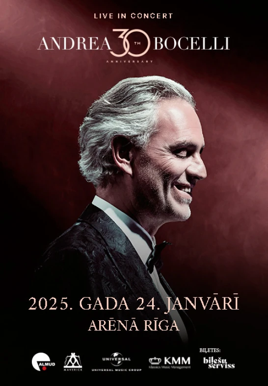 Andrea Bocelli concert 24.01.2025 Arēna Rīga Bilietai