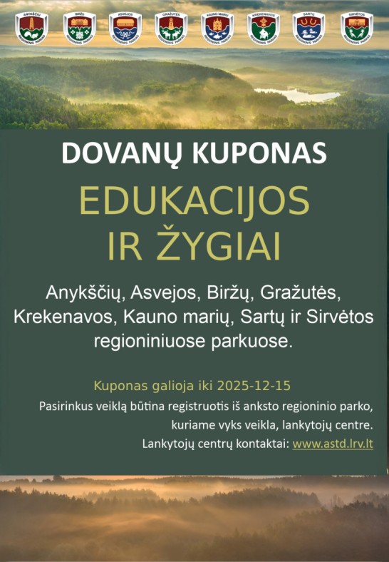 Aukštaitijos saugomų teritorijų direkcijos dovanų kuponas